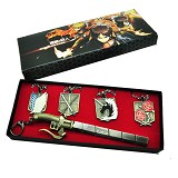 Attack on Titan anime key chain+necklace set of 5p...