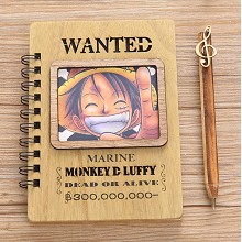 One Piece Luffy retro wooden notebook