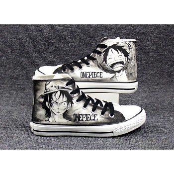 One Piece Luffy+Ace anime canvas shoes student plimsolls a pair