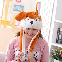 Cute Dog Plush Hat Ear Shape Can Move Cap Plush Gift Dance Toy Velvet