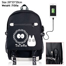 Totoro anime USB charging laptop backpack school bag