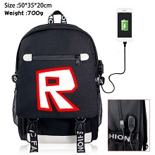 ROBLOX game USB charging laptop backpack school ba...