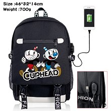 Cuphead anime USB charging laptop backpack school bag