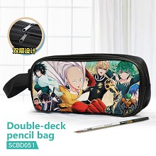 One Punch Man anime double deck pencil bag pen bag