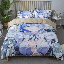 The anime girl quilt cover bedclothes set(quilt+sheet+2pillowcases)