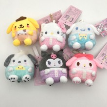 3.6inches Melody kitty Cinnamoroll Kuromi plush wallet coin purse set(6pcs a set)