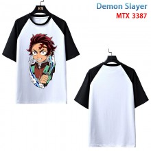 Demon Slayer anime raglan sleeve cotton t-shirt t shirts