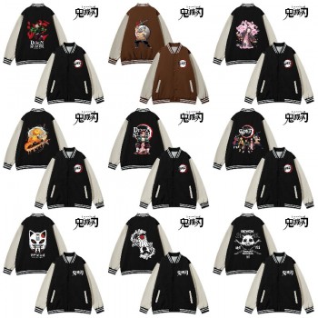 Demon Slayer anime baseball block jackets uniform coats hoodie