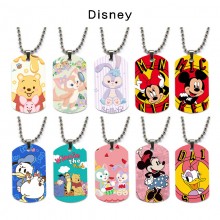 Mickey Mouse mermaid Pooh anime dog tag military army necklace