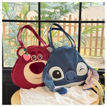 Strawberry bear Stitch anime canvas satchel shoulder bag