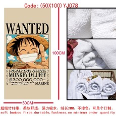 One piece anime cotton bath towel