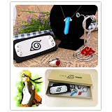 Naruto anime headband+necklace+ring+keychains set