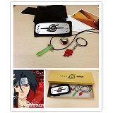 Naruto anime headband+necklace+ring+keychains set