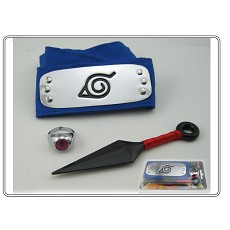 Naruto anime weapon+ring+blue headband