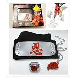 Naruto anime cos red headband+ring+necklace