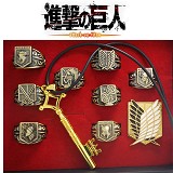 Attack on Titan anime rings+necklace+pin set