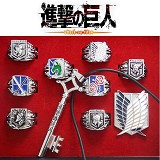 Attack on Titan anime rings+necklace+pin set