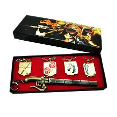 Attack on Titan anime key chain+necklace set of 5pcs