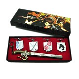 Attack on Titan anime key chain+necklace set of 5p...