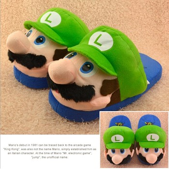 Super Mario anime plush slippers shoes set(green)
