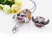 Tokyo ghoul anime ring+necklace