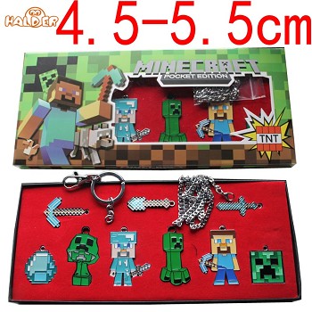 Minecraft anime cos weapon key chains(9pcs a set)