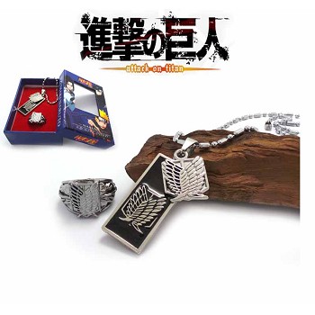 Attack on Titan anime necklace+ring