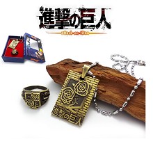 Attack on Titan anime necklace+ring