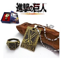 Attack on Titan anime necklace+ring