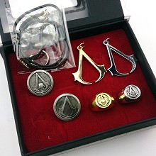 Assassin's Creed necklace+ring+brooch set(6pcs a set)
