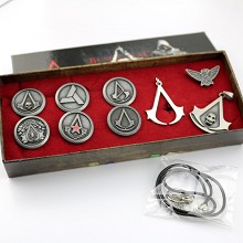 Assassin's Creed necklace+brooch set(9pcs a set)