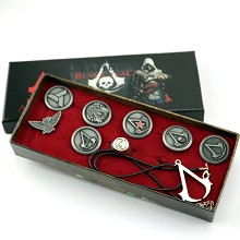 Assassin's Creed necklace+brooch set(9pcs a set)