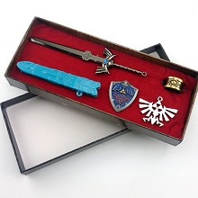 The Legend of Zelda ring+brooch+key chain set(5pcs...