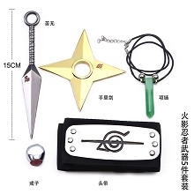 Naruto anime cos headband+ring+necklace+key chain+...