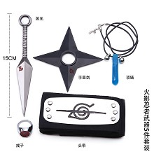 Naruto anime cos headband+ring+necklace+key chain+...