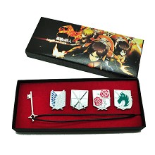 Attack on Titan brooch pins+necklace a set