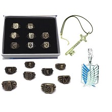 Attack on Titan rings+necklace+pin a set