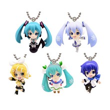 Hatsune Miku figure key chains set(5pcs a set)