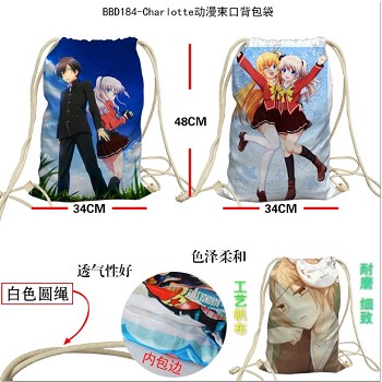 Charlotte anime drawstring backpack bag