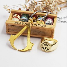 Assassin's Creed necklace+pin+ring a set