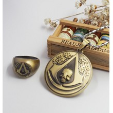 Assassin's Creed necklace+pin+ring a set