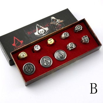  Assassin's Creed pins+rings a set(10pcs a set) 