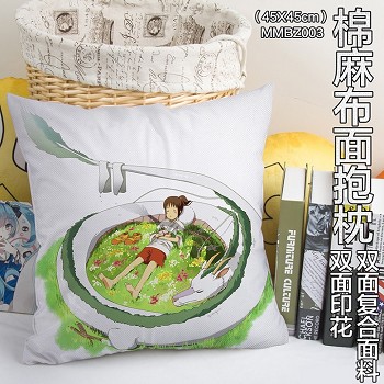 Spirited Away two-sided cotton fabric pillow