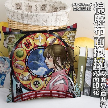 Spirited Away two-sided cotton fabric pillow