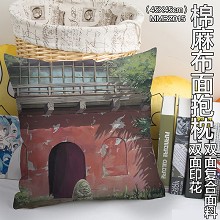 Spirited Away two-sided cotton fabric pillow