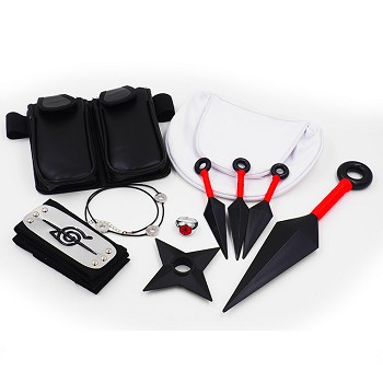 Naruto necklace+ring+key chain+headband+weapons a set