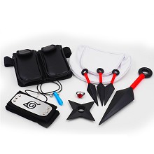 Naruto necklace+ring+key chain+headband+weapons a set