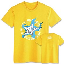 Black rock shooter cotton yellow  t-shirt