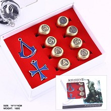 Assassin's Creed necklace+keychain+rings set(10pcs...