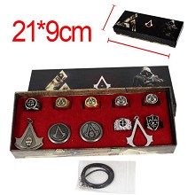 ssassin's Creed anime necklace+keychain+rings set(...